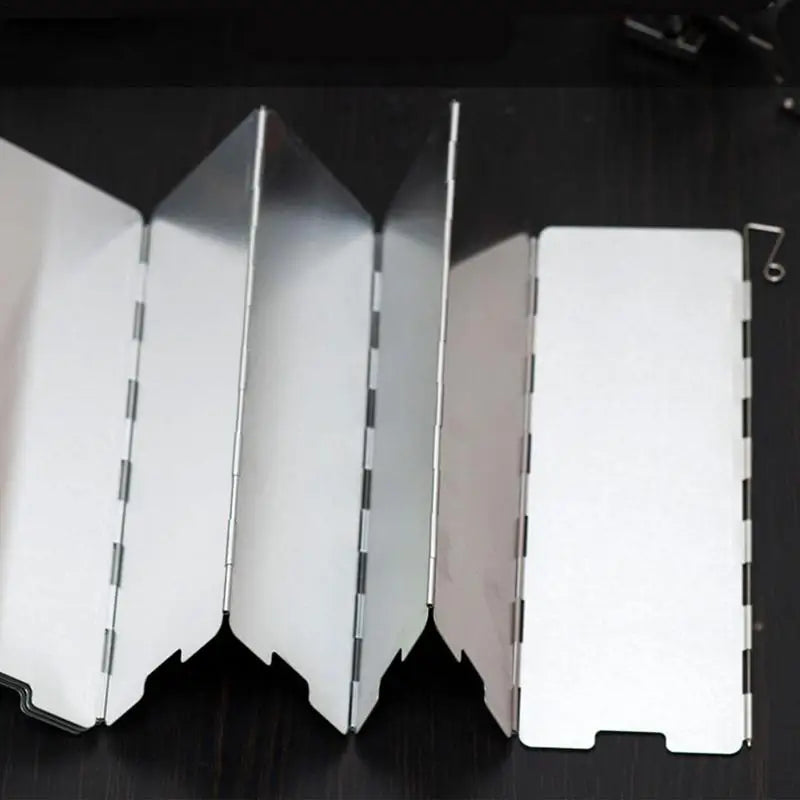 Parabrisas plegable de aleación de aluminio para estufa de camping con bolsa de transporte