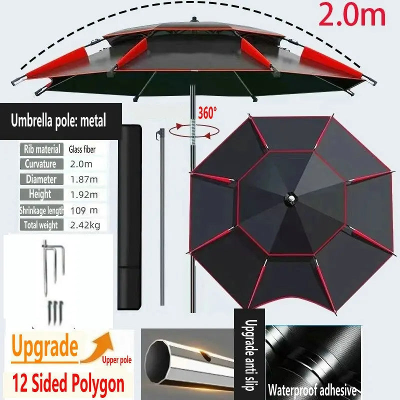Fishing Umbrella Outdoor Sunshade Protector Thickened Version Beach Camping Backyard Large Parasol Waterproof Outdoor Umbrella Trekker Essentials