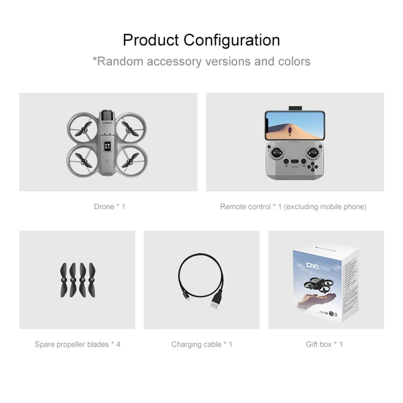 Mini dron D16: cámara dual 8K, GPS para evitar obstáculos y transmisión FPV de 20 km