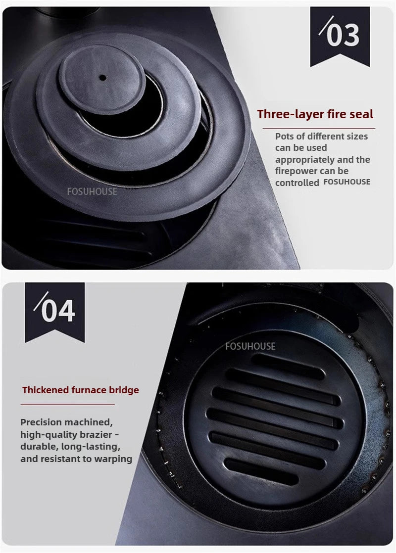 Mobile Wood Burning Heater Stove for Indoor & Outdoor Use - Portable Heating with Cooking Top