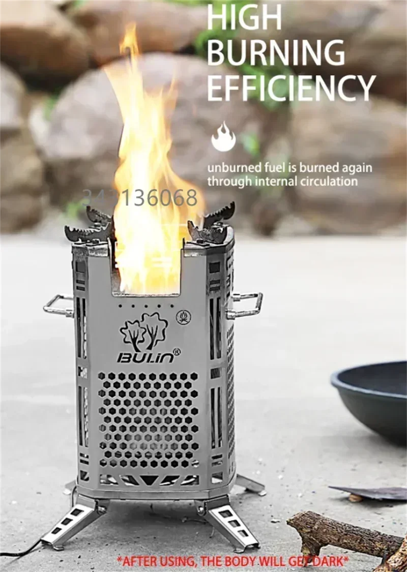 Heavy-Duty Portable Firewood Stove: Smokeless Stainless Steel Camping Stove for Cooking & Heating