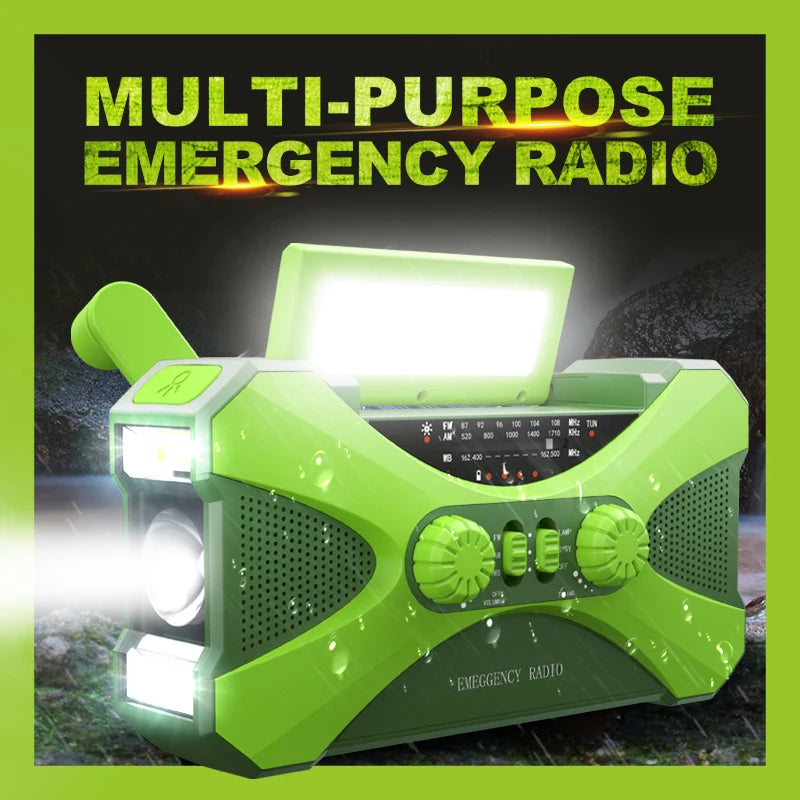 Emergency Solar Hand Crank Radio 10000mAh – Portable Weather Radio, Power Bank & Survival Tool with LED Flashlight & SOS Alarm Trekker Essentials