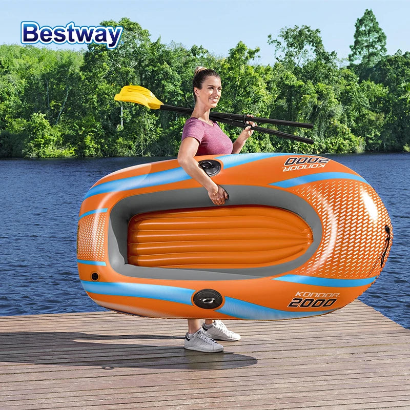 Heavy-Duty Inflatable Kayak for 1-3 Persons: PVC Rafting Boat for Thrilling Water Adventures