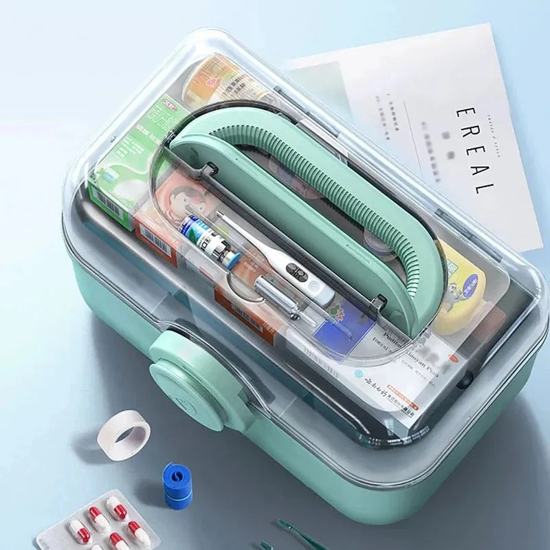 3-Layer Large-Capacity Medicine First Aid Kit Portable Foldable Split Multi-Layer Storage Box Medicine Container Family Tool Box Trekker Essentials