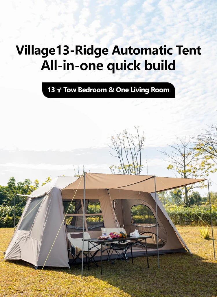 Fully Automatic Quick Open Two-Room Camping Tent – Waterproof 4-8 Person Cabin Tent for Outdoor Overnight Stays