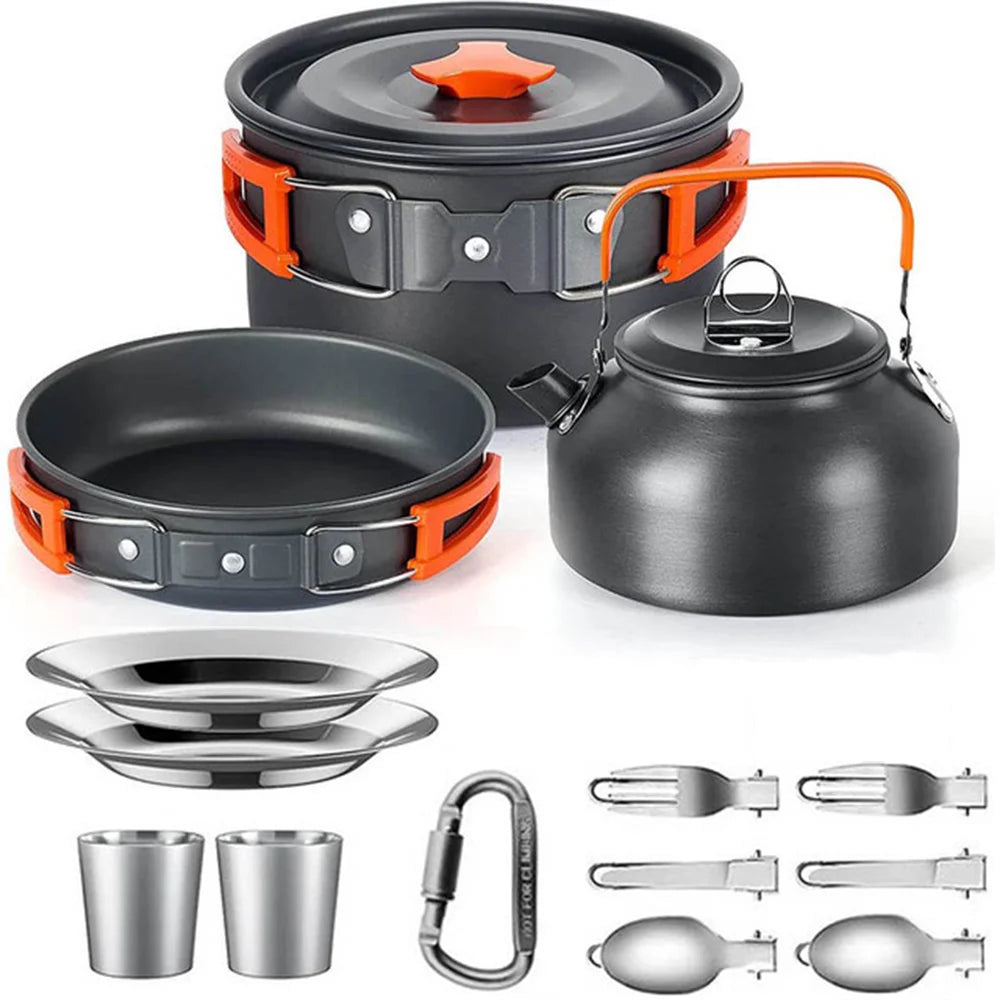 Ultralight Camping Cookware Set - Non-Stick 3-Piece Aluminum Pot/Pan/Kettle