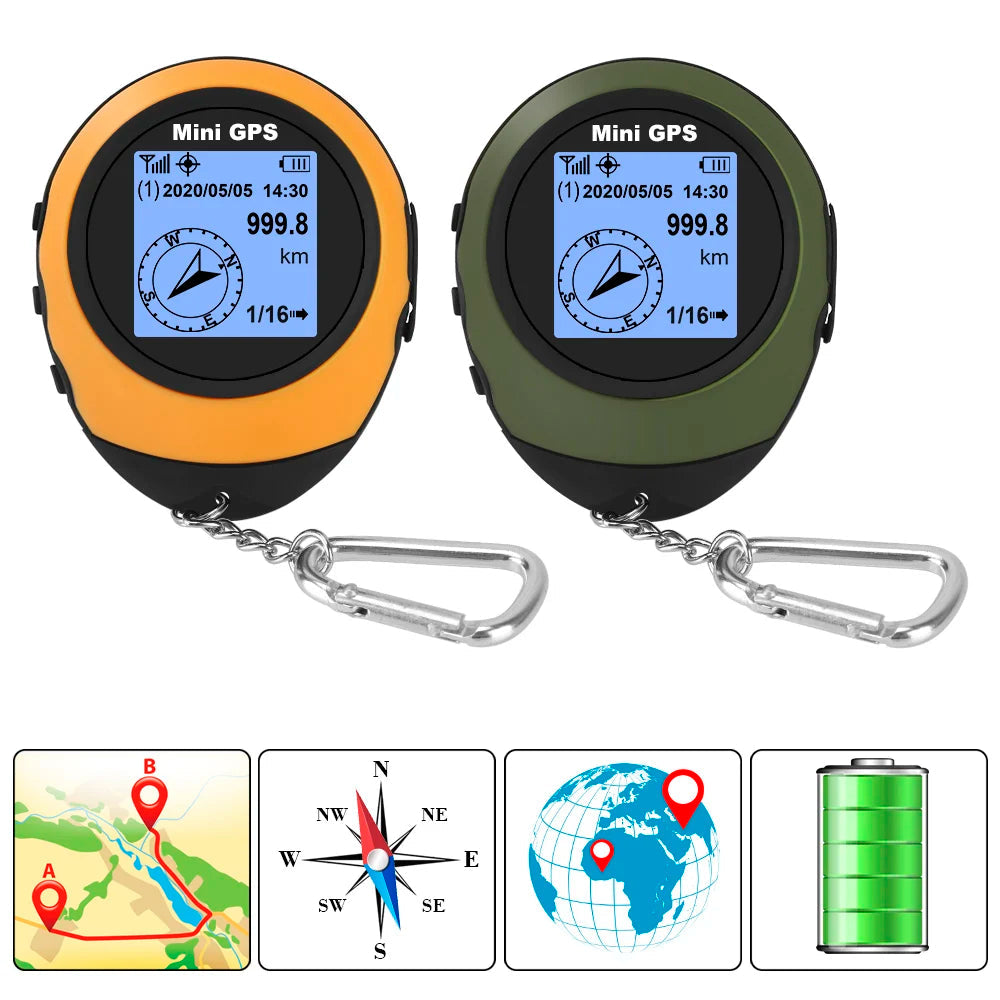 High-Precision Satellite Mini Handheld GPS Coordinates Compass Altitude locator Navigator Outdoor Sports Travel hiking Tracking Trekker Essentials
