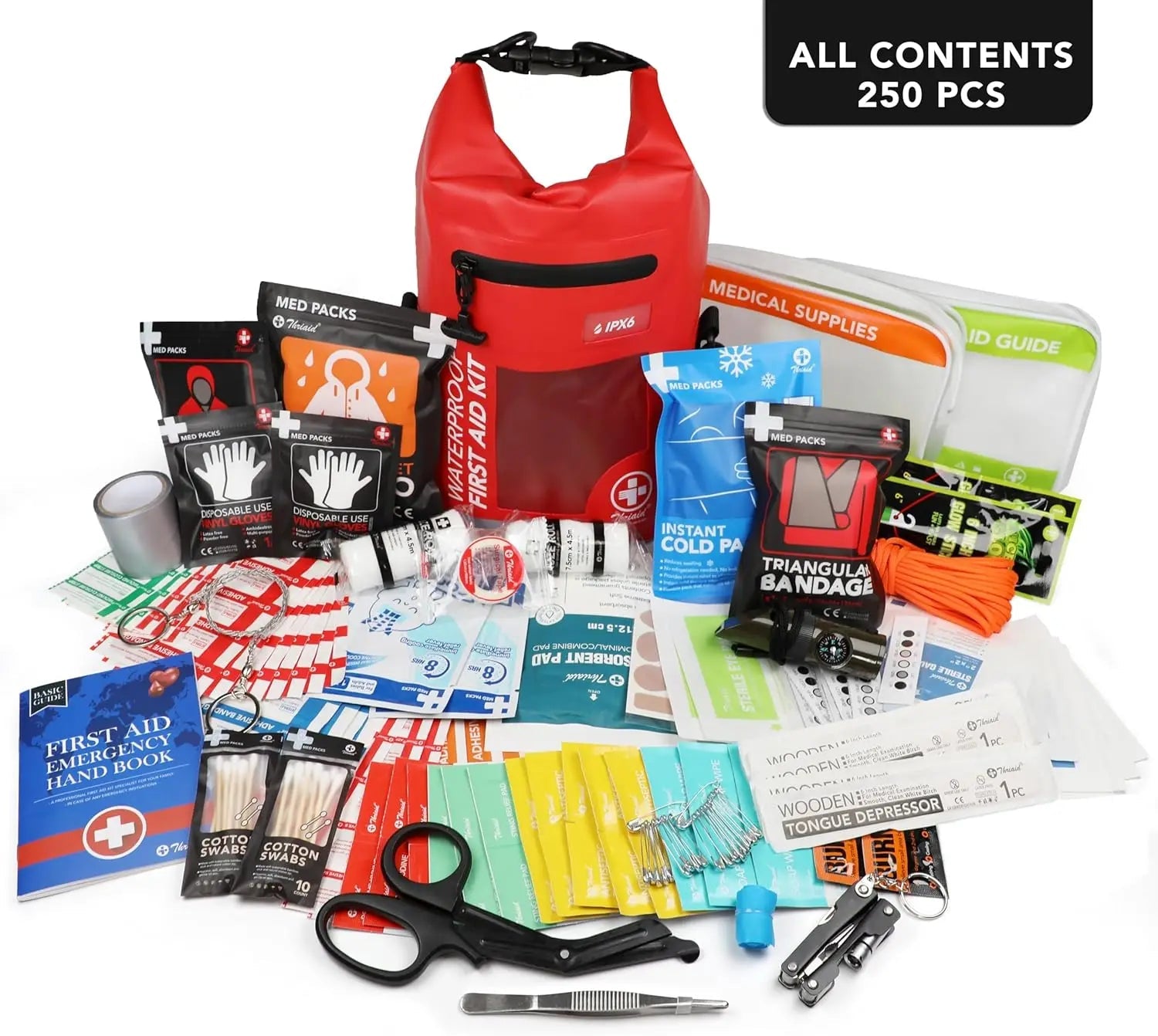 250-Piece Waterproof First Aid Kit with Reflective Dry Bag for Boating, Camping, Fishing & Outdoor Emergencies Trekker Essentials