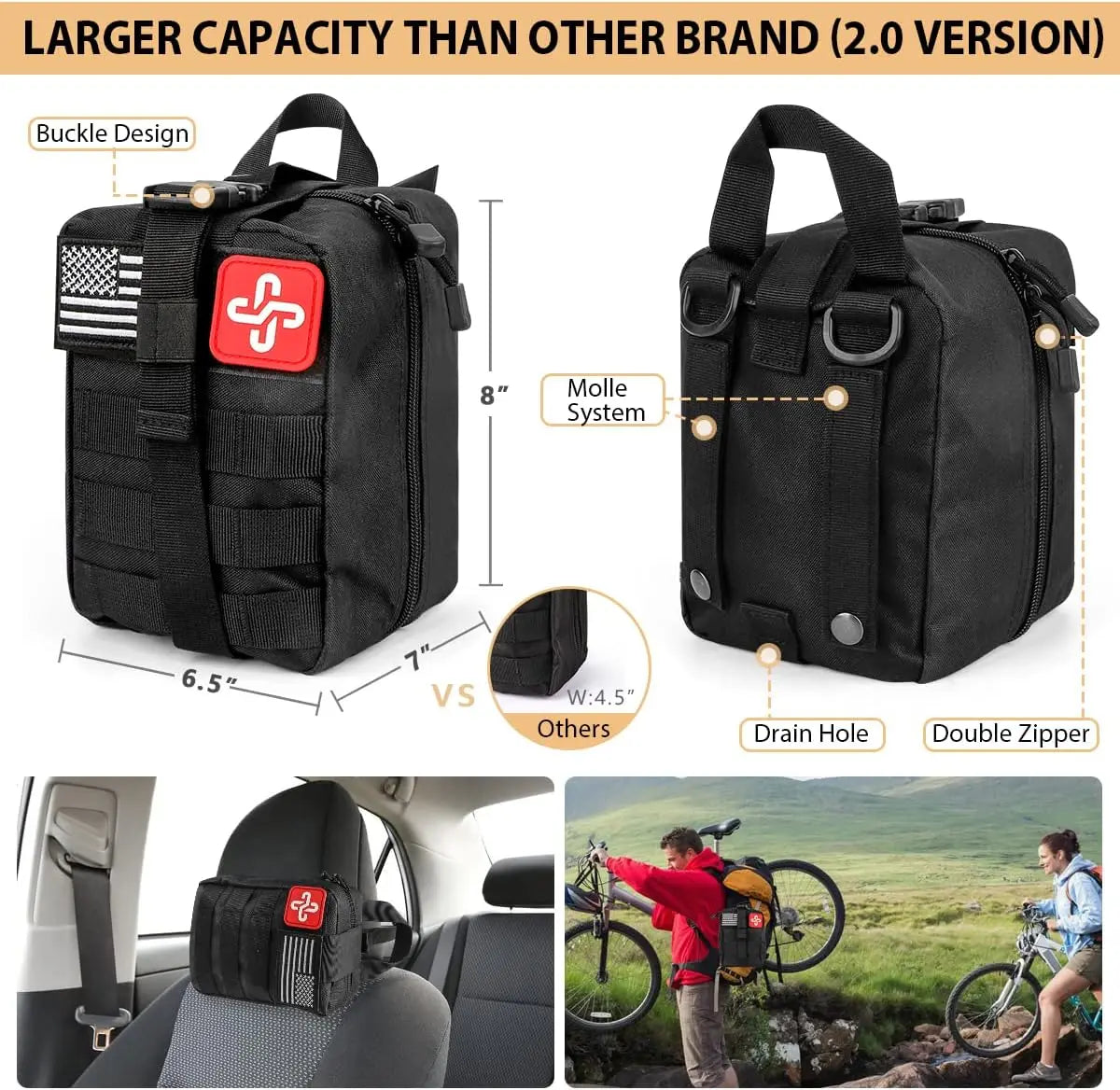 250Pcs Emergency Survival Kit with First Aid, Molle Bag & Tent for Outdoor Adventure, Hiking, Hunting Trekker Essentials