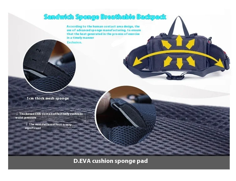 Hiking Waist Bag Outdoor Cycling Waterproof Backpack Reflective Strip Sports Fanny Pack Camping Nylon Hunting Accessor Trekker Essentials