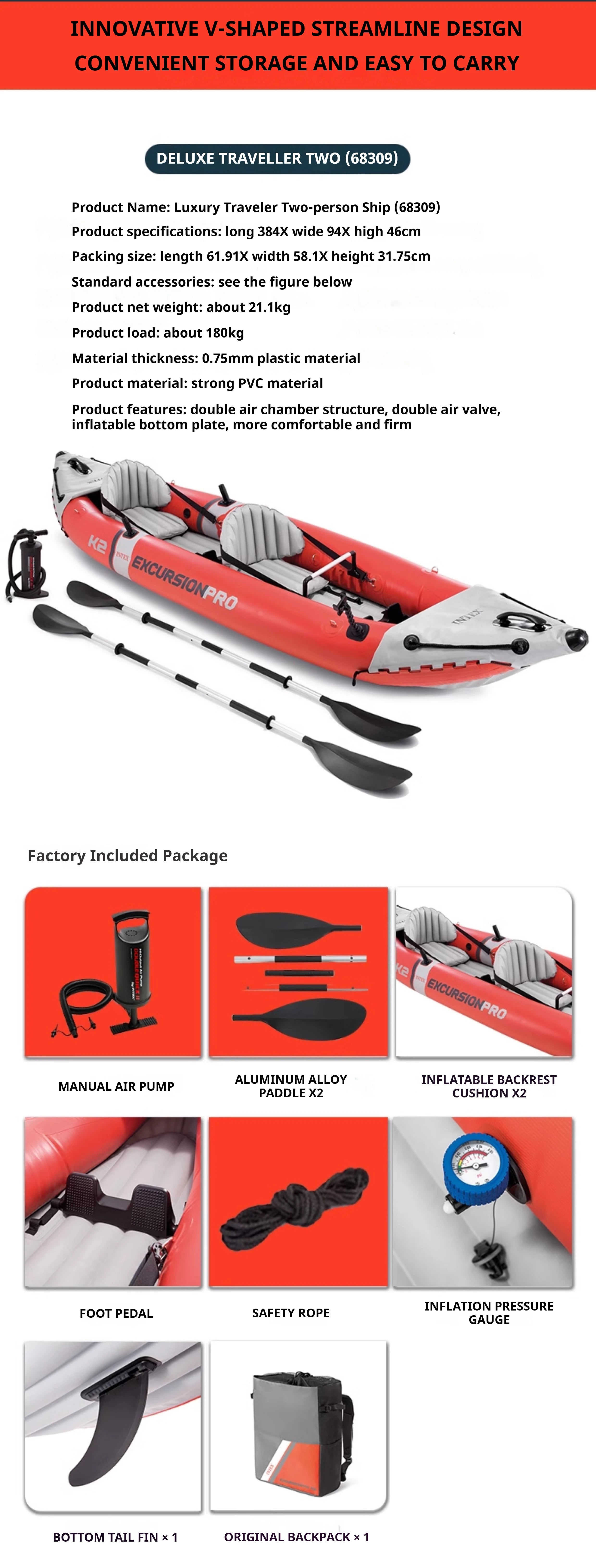 Heavy-Duty 1-3 Person Inflatable Boat: Fishing Dinghy with Detachable Seats & Foldable Kayak Design