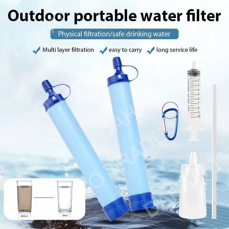 Emergency Water Filter Straw – Portable Outdoor Water Purifier for Camping, Hiking & Survival Trekker Essentials