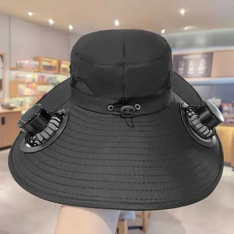 Solar Powered Sun Hat Cooling Fan UV Protection Outdoor Hiking Fishing Camping Summer Travel Bucket Hat Sun Protection Hat Trekker Essentials