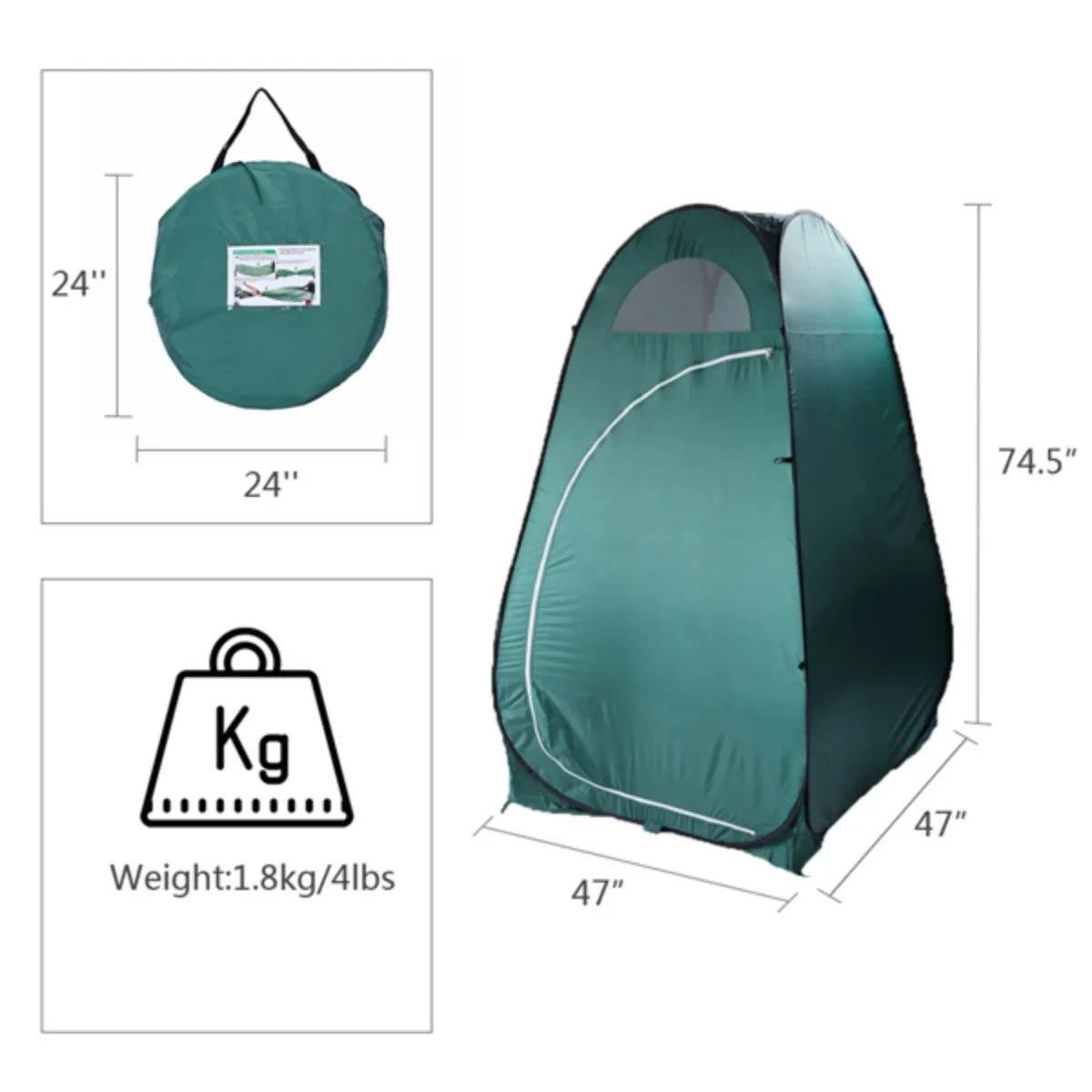 Pop-Up Privacy Tent - Instant Outdoor Changing Room 47"x47"x75" (120x190cm)