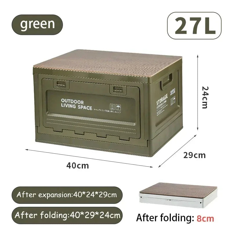 Foldable Camping Storage Box – 27L/50L Large Capacity Organizer for Outdoor, Picnic & Car Trunk
