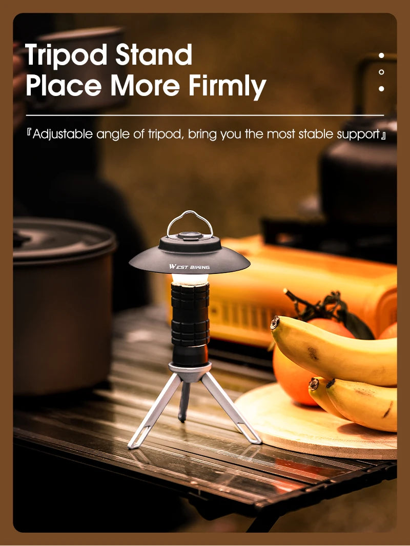 USB-C Rechargeable Camping Light - Magnetic Base LED Lantern with Tripod