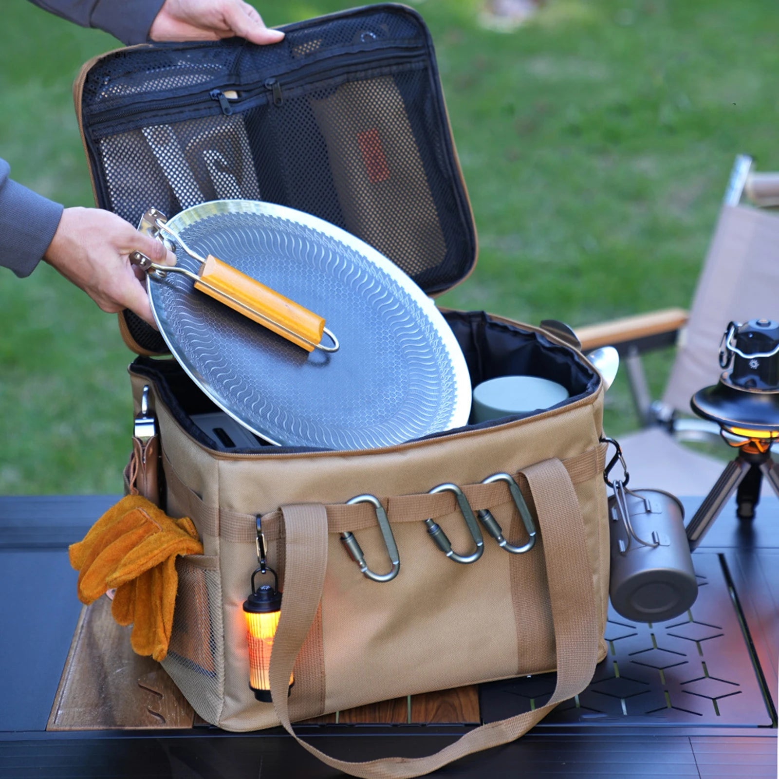 30L 42L Tactical Camping Storage Bag Insulated Folding Box Waterproof Picnic Tableware Field Equipment Outdoor Gear Organizer Trekker Essentials