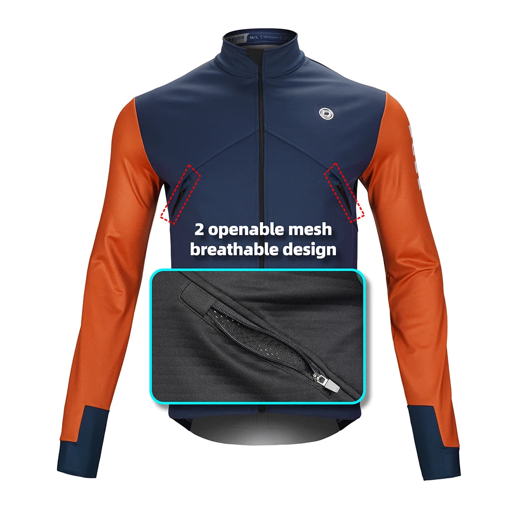 Men's Pro Cycling Jacket: Windproof Fleece Thermal Jacket with Breathable & Reflective Design