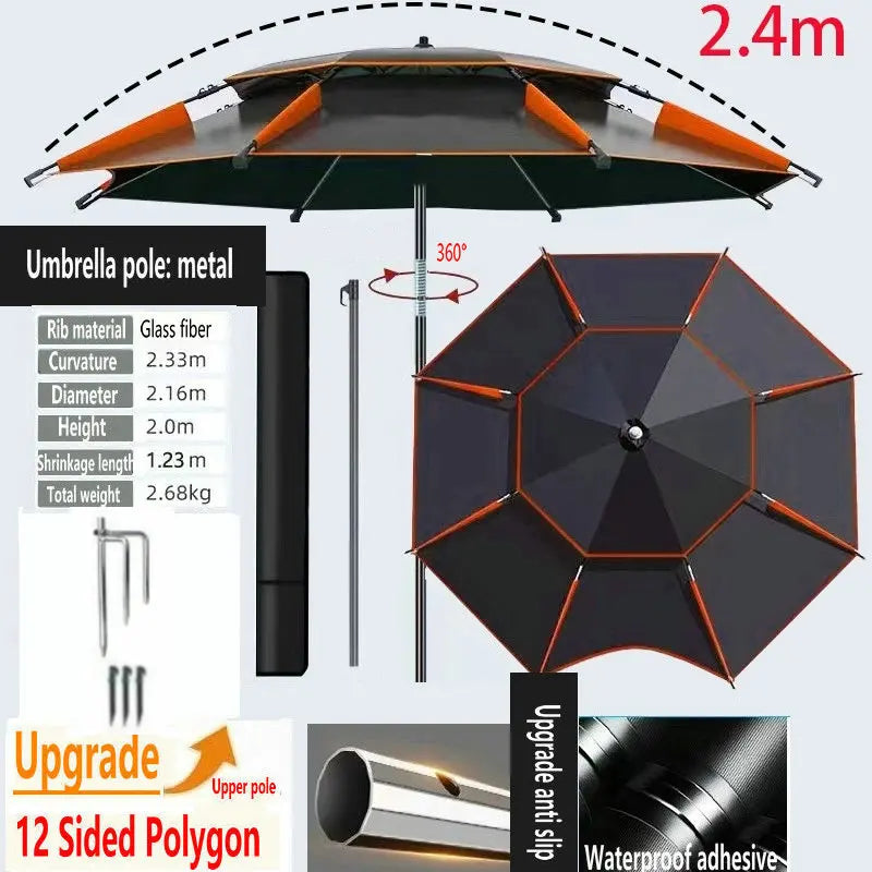 Fishing Umbrella Outdoor Sunshade Protector Thickened Version Beach Camping Backyard Large Parasol Waterproof Outdoor Umbrella Trekker Essentials