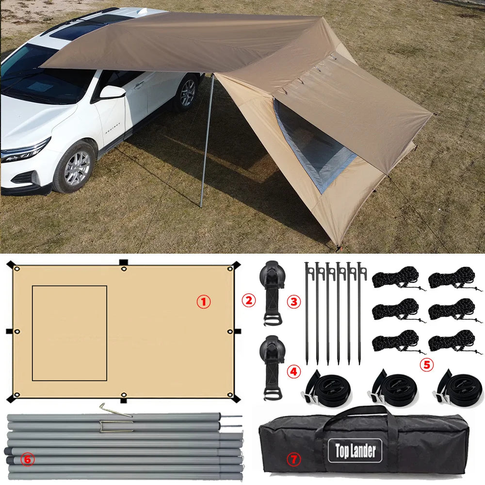 Car Tarp with Mesh Skylight