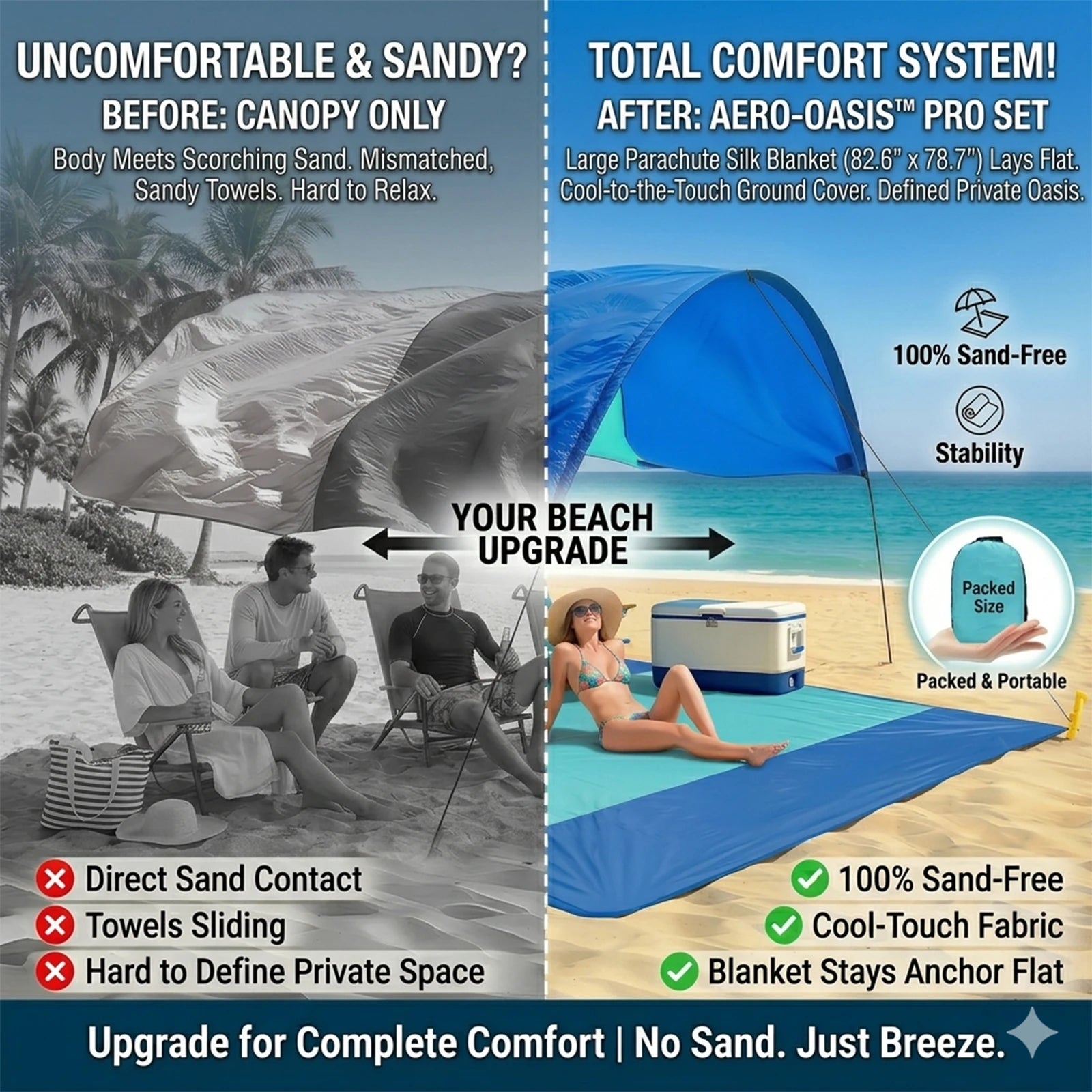 Wind-Resistant Beach Shade Tent 150 sq ft oversized canopy with sand anchors 4 lb ultralightweight UPF 50+ sun protection tent Trekker Essentials
