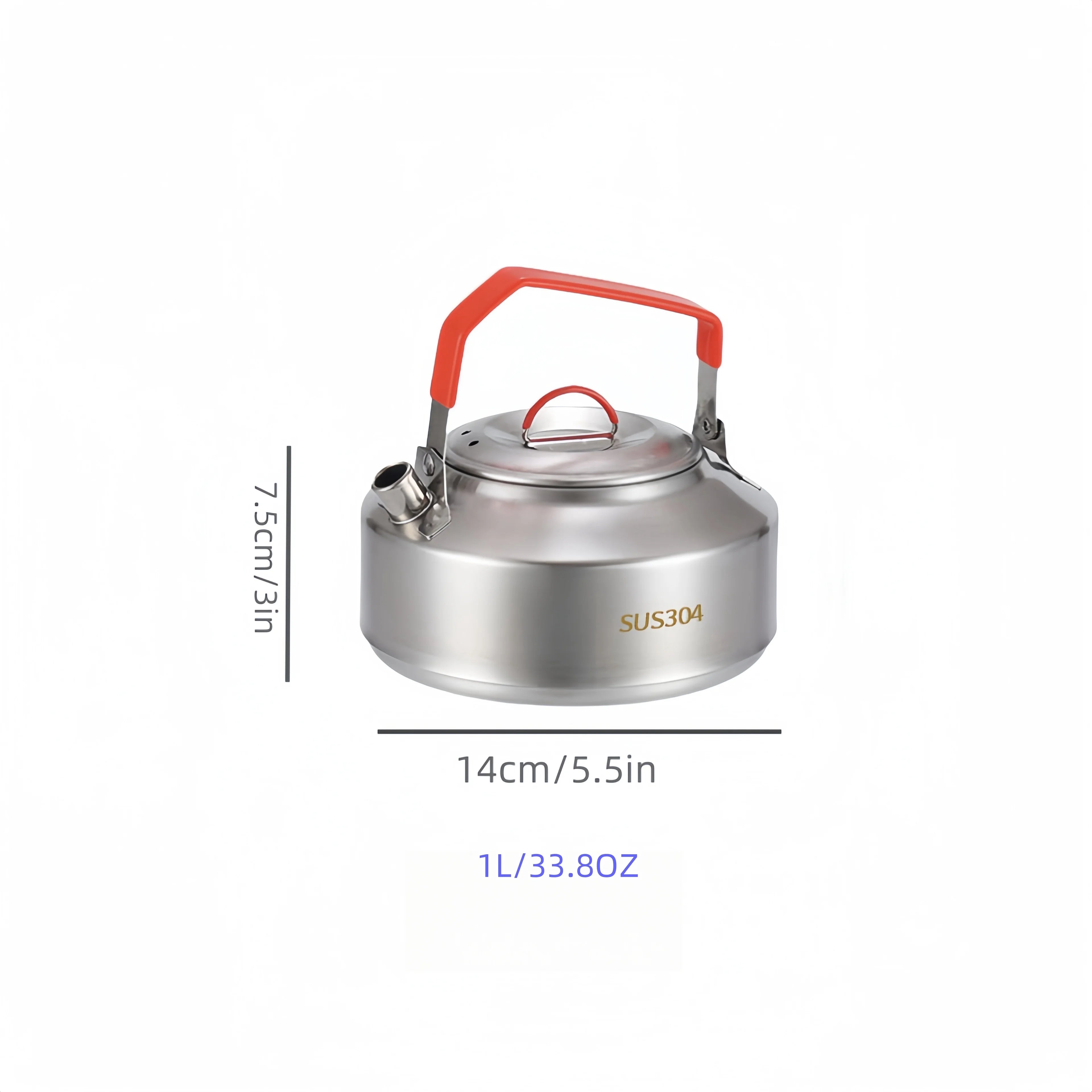 304 Stainless Steel Camping Kettle: 2L Portable Outdoor Tea Pot for Hiking & Picnics