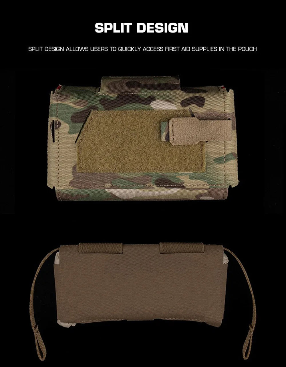 Camo Style MD2 Compact Trauma Kit Tactical IFAK Medical First Aid Pouch Outdoors Hunting Camping Patrol Survival Equipment Trekker Essentials