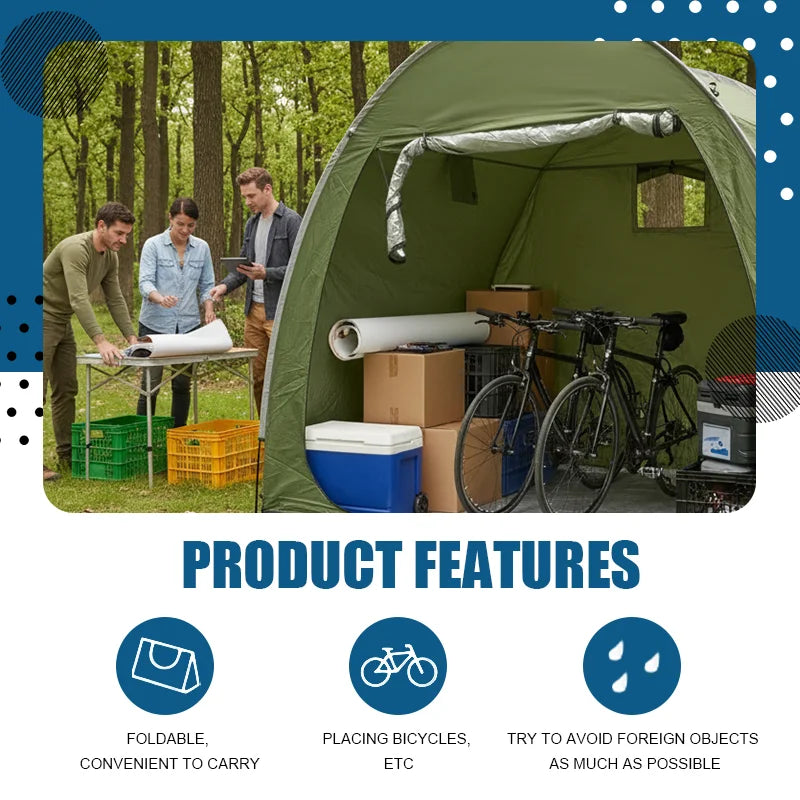 Portable Bike Shelter Storage Tent – Aluminum Alloy Frame, Oxford Fabric, Weatherproof Bicycle Cover Trekker Essentials