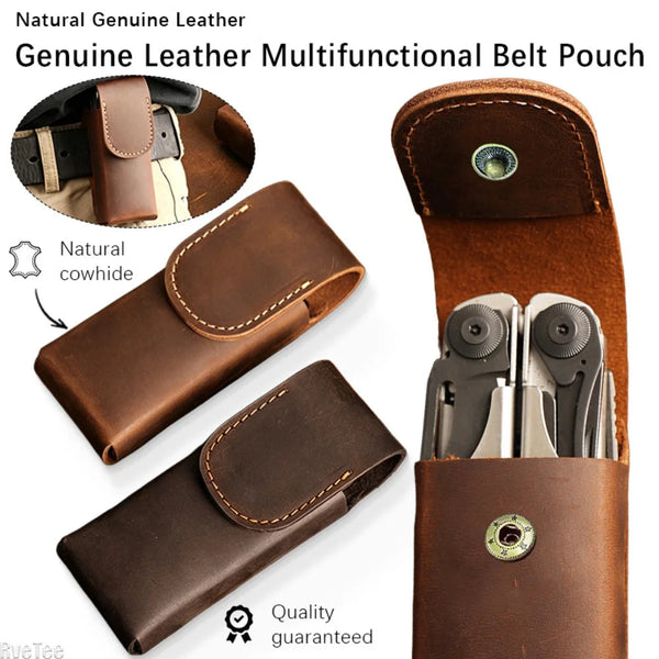 Vintage Top-grain Cowhide Folding Knife Storage Waist Belt Bag for Outdoor Folding Knife Butterfly Knife Man Gift Trekker Essentials