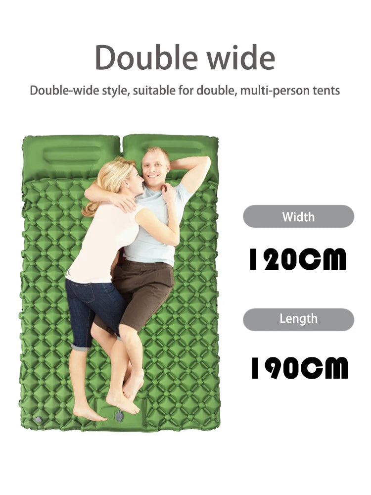 Double Inflatable Camping Mattress – Extra Wide Ultralight Sleeping Pad with Built-in Pump for Camping & Travel Trekker Essentials