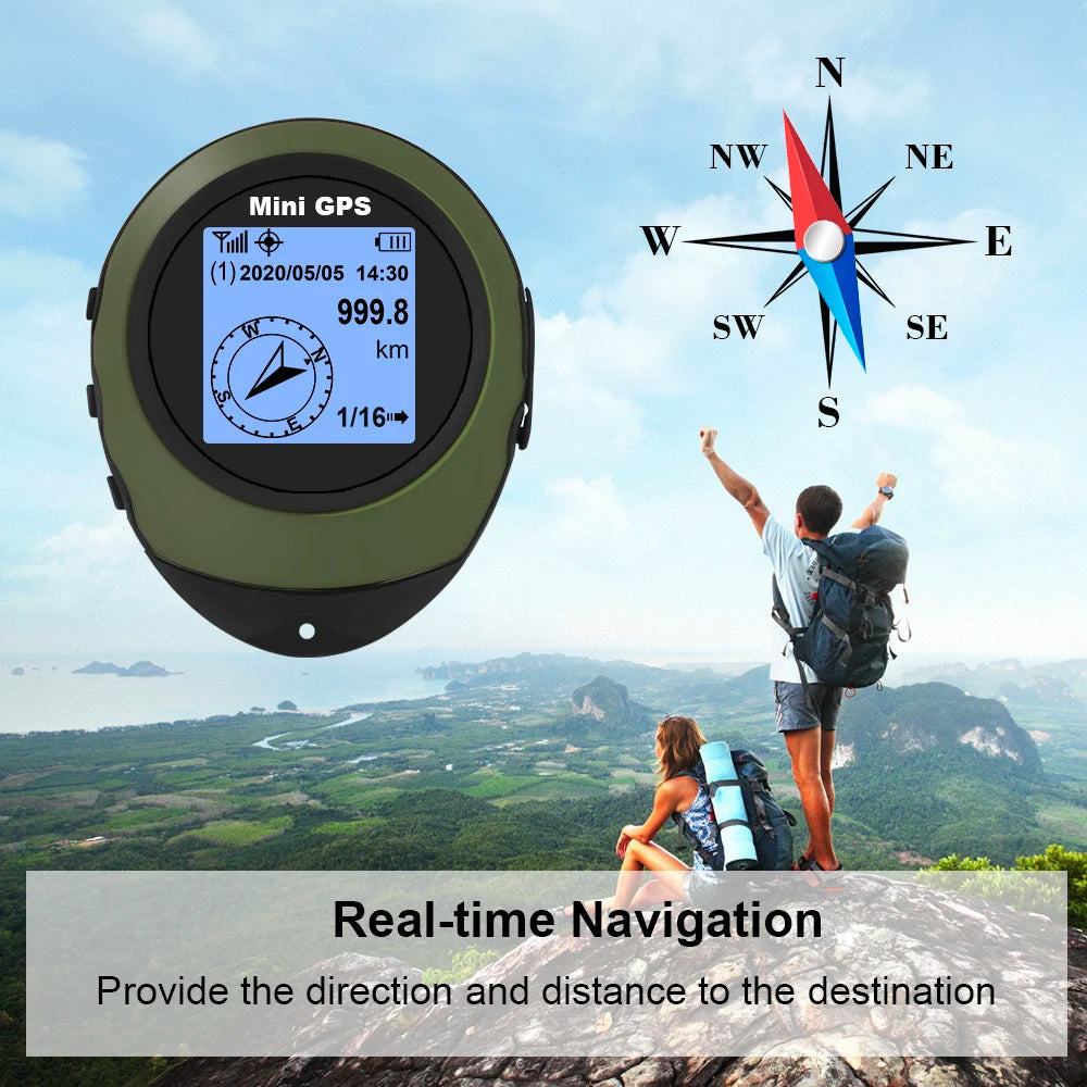 High-Precision Satellite Mini Handheld GPS Coordinates Compass Altitude locator Navigator Outdoor Sports Travel hiking Tracking Trekker Essentials