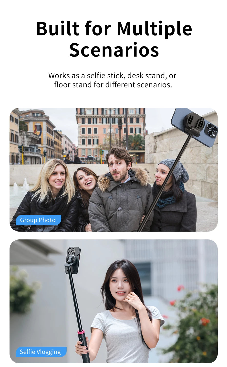 Ulanzi MT-84 1.53M Magsafe Selfie Stick Tripod Stand Bluetooth Remote Phone Extension Tripod for IPhone 16 15 LiveStreaming Vlog Trekker Essentials