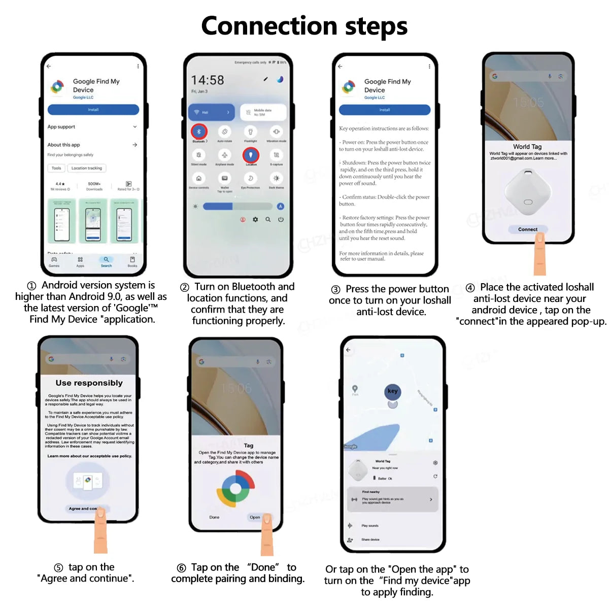 Smart Tracker Tag for Android device Google Find Hub App tag Key Finder Wallet/bag tracker Google Certified Bluetooth Finder Trekker Essentials