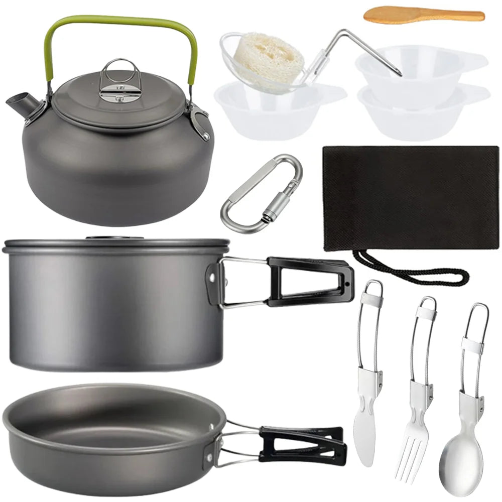 Portable Camping Cookware Set – Lightweight Aluminum Outdoor Cooking Kit for Camping, Hiking & Backpacking Trekker Essentials