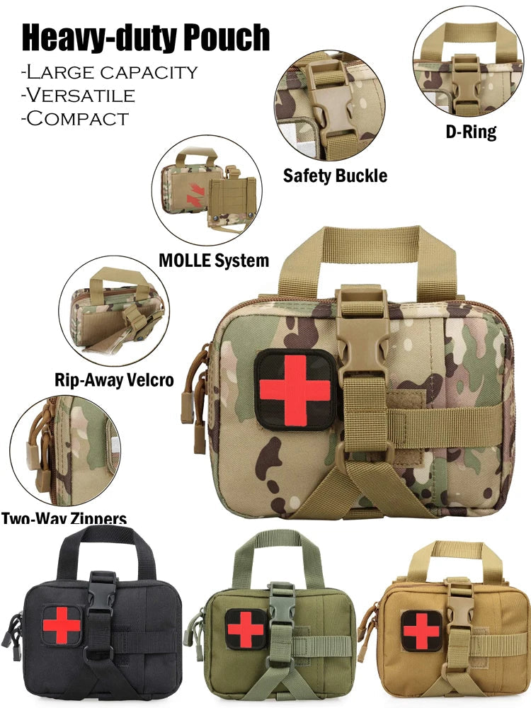 Upgrade Tactical EMT Pouch Rip Away Molle Medical kit IFAK Tear-Away First Aid Kit Travel Outdoor Hiking mergency Survival Bag Trekker Essentials