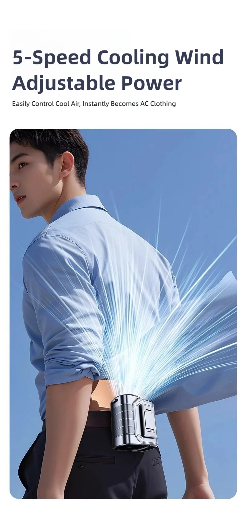 TINSOL New Portable Waist Fan with USB Charging Long Battery Life and Clamp Design for Outdoor Construction and Summer Use Trekker Essentials