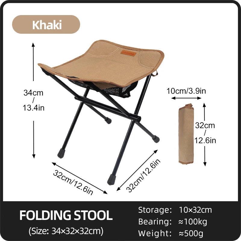 PACOONE Outdoor Portable Folding Stool Aluminum Alloy Minin Storage Chair Camping Fishing Chair Picnic Lightweight Furniture New Trekker Essentials
