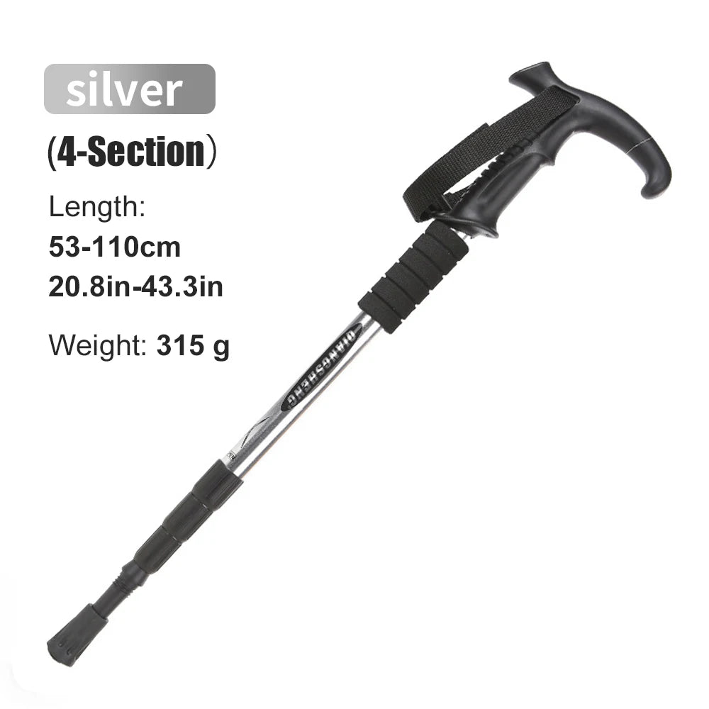 4-Section Telescopic Trekking Pole, Lightweight Folding Walking Stick for Hiking & Climbing