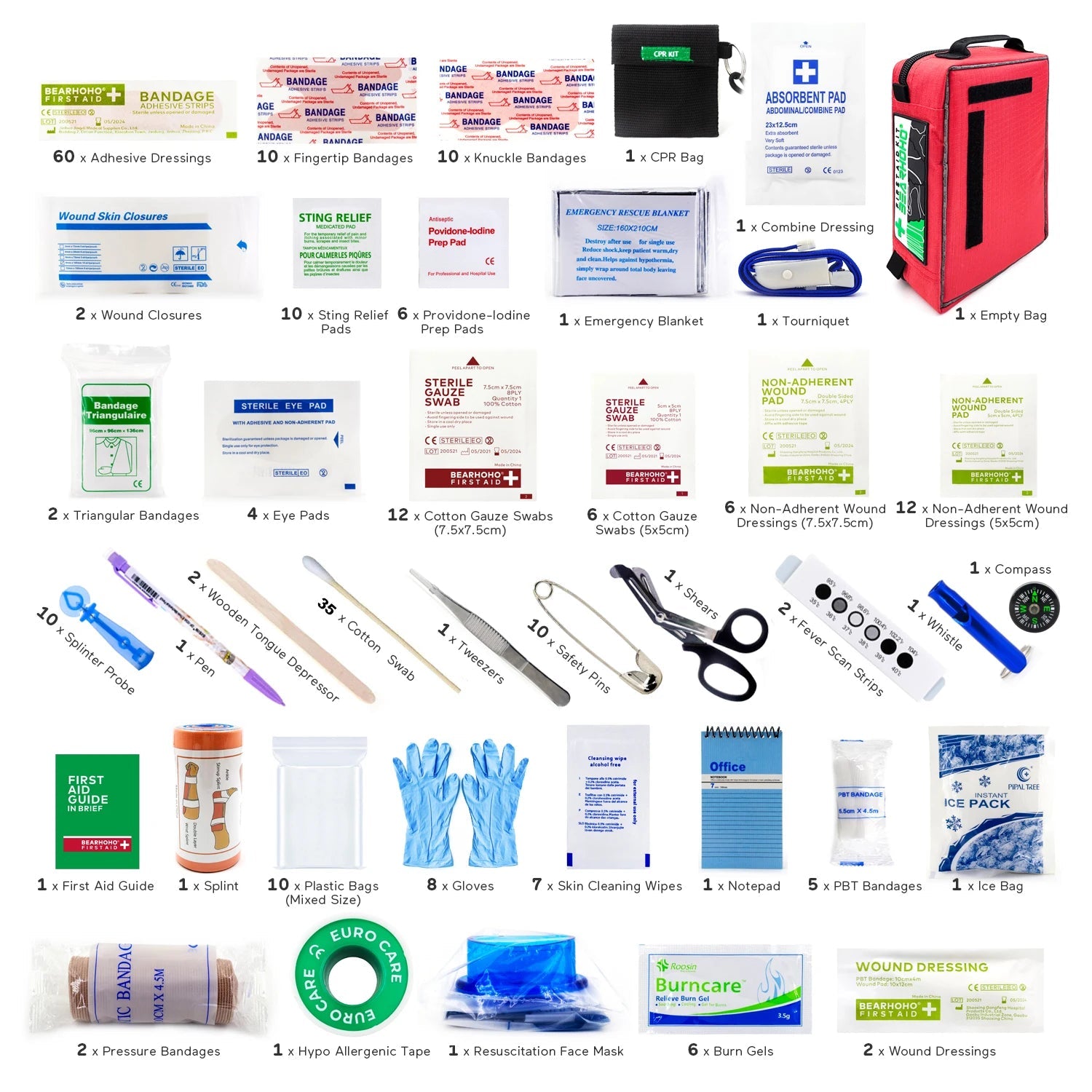 255-Piece First Aid Kit (or Empty Medical Bag) – Tactical Emergency Survival Kit for Camping, Travel & Home Trekker Essentials