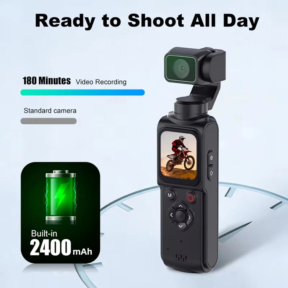 ANSVICAM 4K Wifi Pocket Vlogging Camera 330° Auto Rotatable Touch Screen Sports DV Bodycam Face Tracking Portable Action Cameras Trekker Essentials