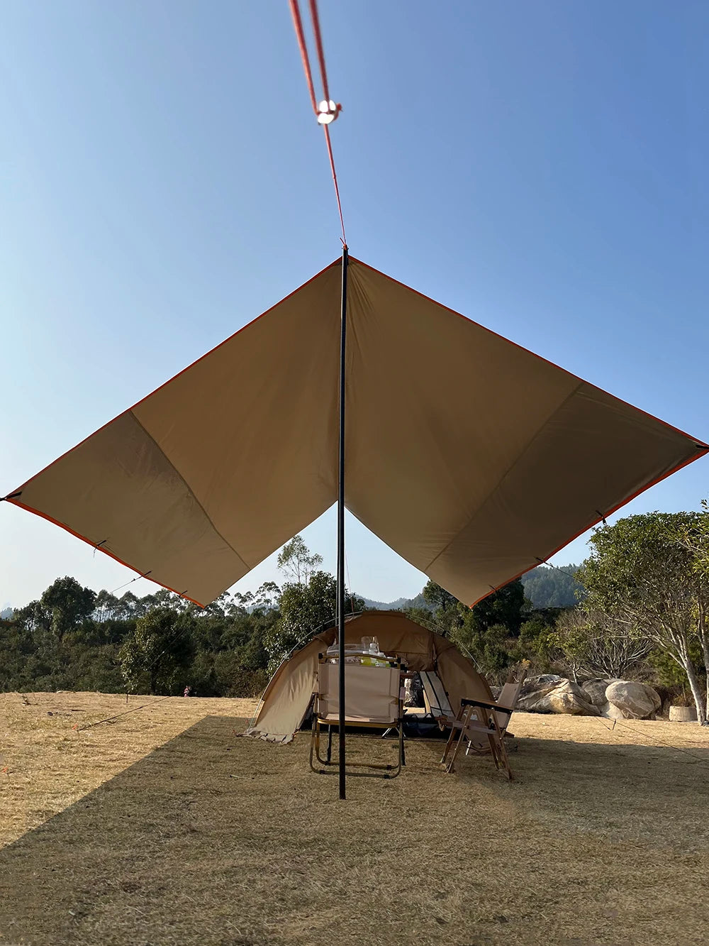 Top Lander Large Camping Waterproof Tarp Oxford 4X6 Outdoor Canopy Sun Shelter Tent Tourist Awning Shade for Multiple People Trekker Essentials