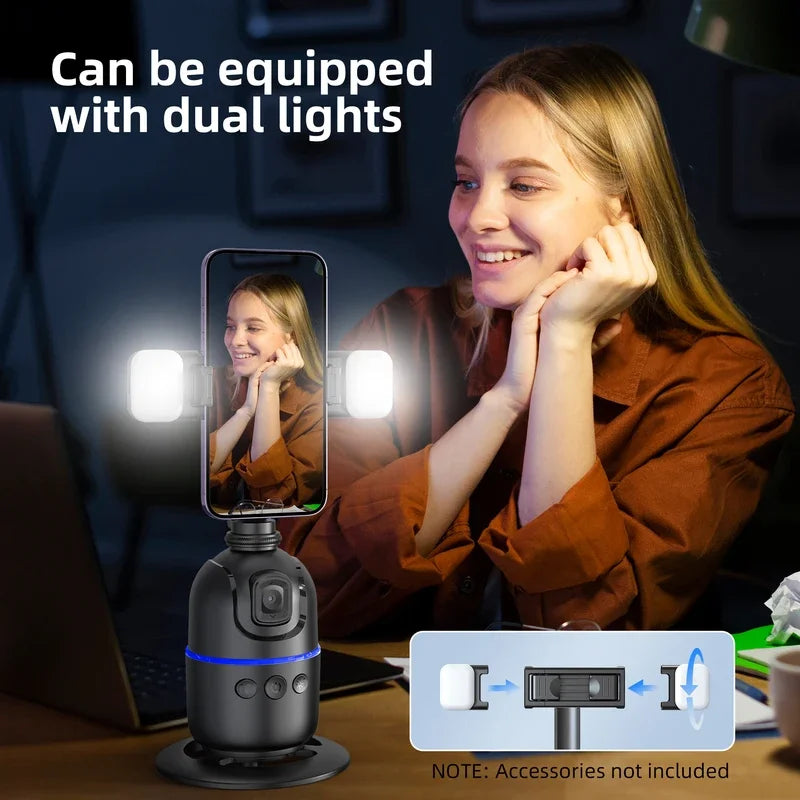 Smart 360° Auto Face Tracking Tripod with Gesture Control & Fill Lights