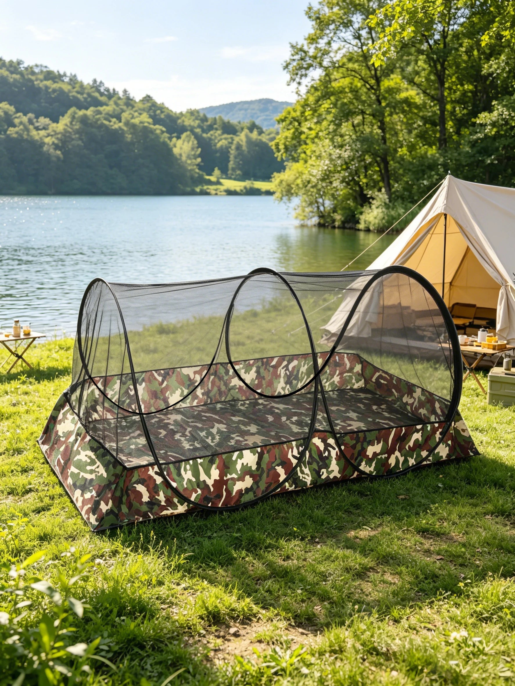 Pop-Up Mosquito Net Camping Tent – 2-Person Insect-Proof Shelter for Outdoor Travel & Cycling Trekker Essentials