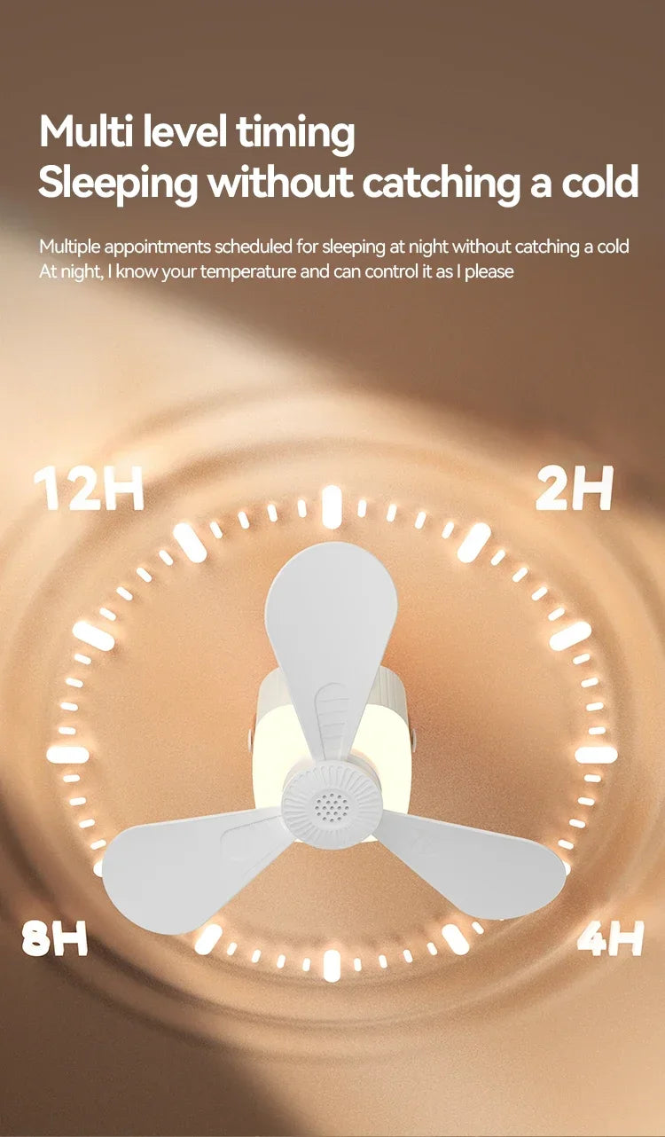 2026 New Portable Rechargeable Ceiling Fan Wireless USB Hanging Fan for Student Dorm Bed Outdoor Camping