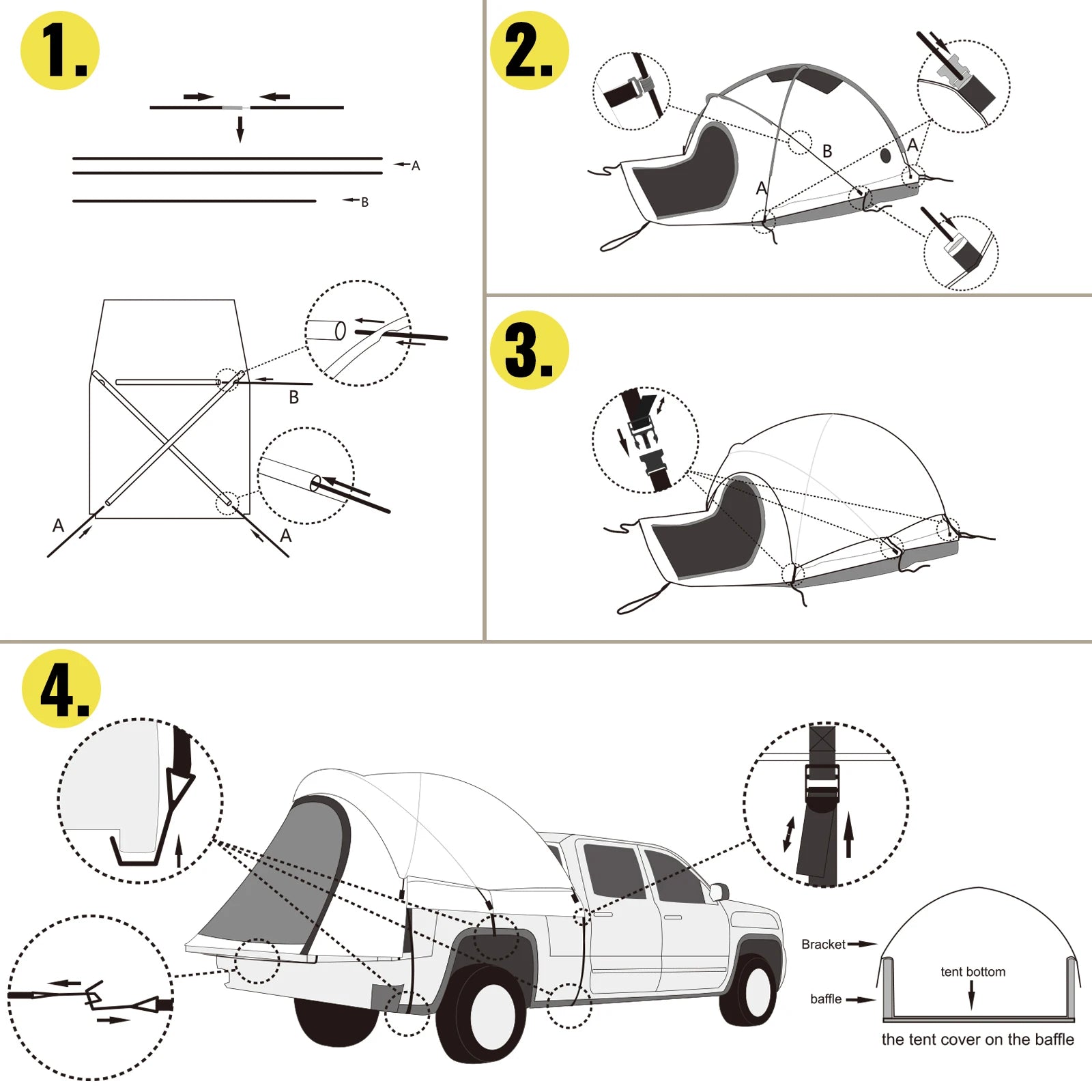 Waterproof Truck Bed Tent (5–8 FT) – 2 Person Pickup Camping Tent for Outdoor Travel & Overlanding Trekker Essentials