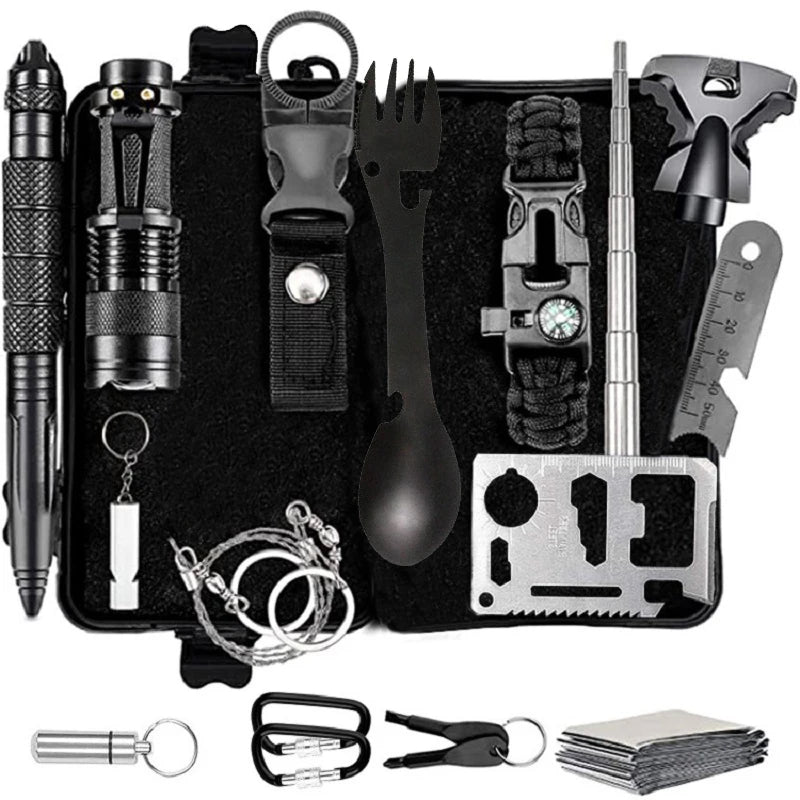 Survival Kit Emergency Set – Multi-Tool Outdoor Camping & First Aid Gear for Hiking, Travel & Wilderness Trekker Essentials