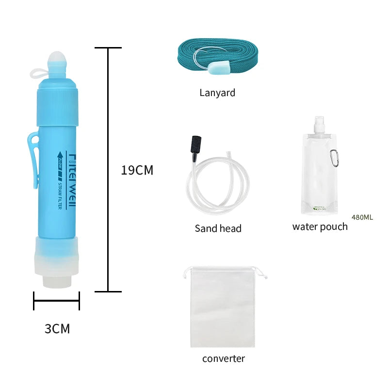 Mini Survival Water Filter Straw – Portable Carbon Water Purifier for Camping, Hiking & Emergency Preparedness Trekker Essentials