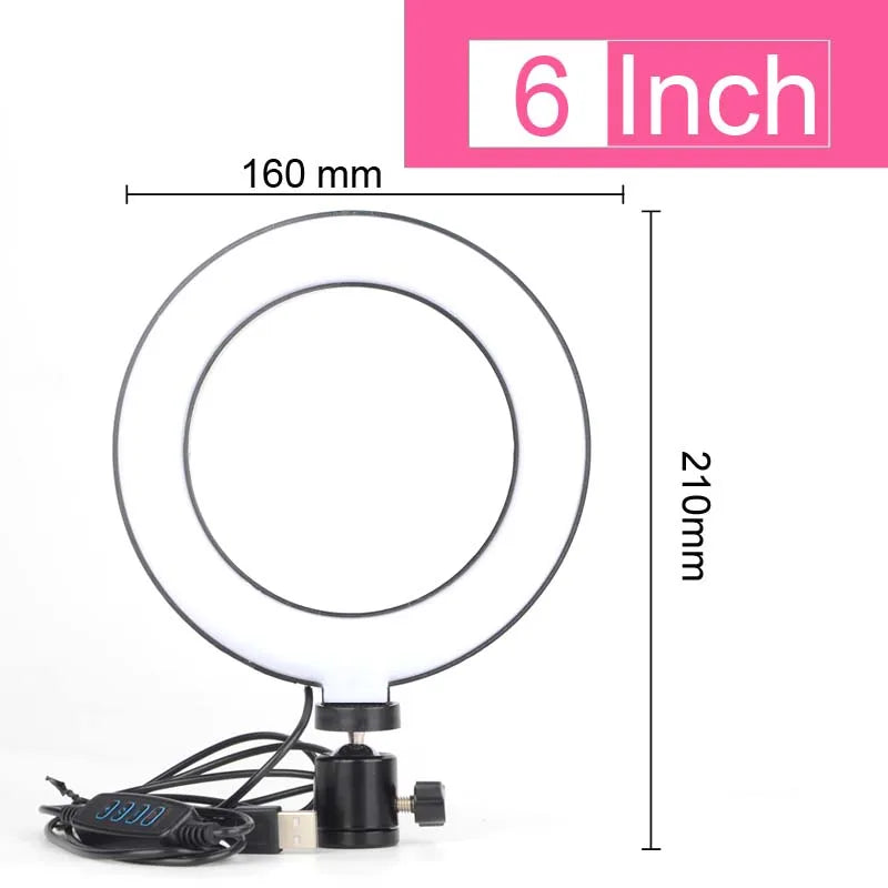 6-14" Professional Ring Light Kit with Tripod – Bi-Color 3200K-5600K LED, USB Powered for Live Streaming, Makeup, TikTok Videos