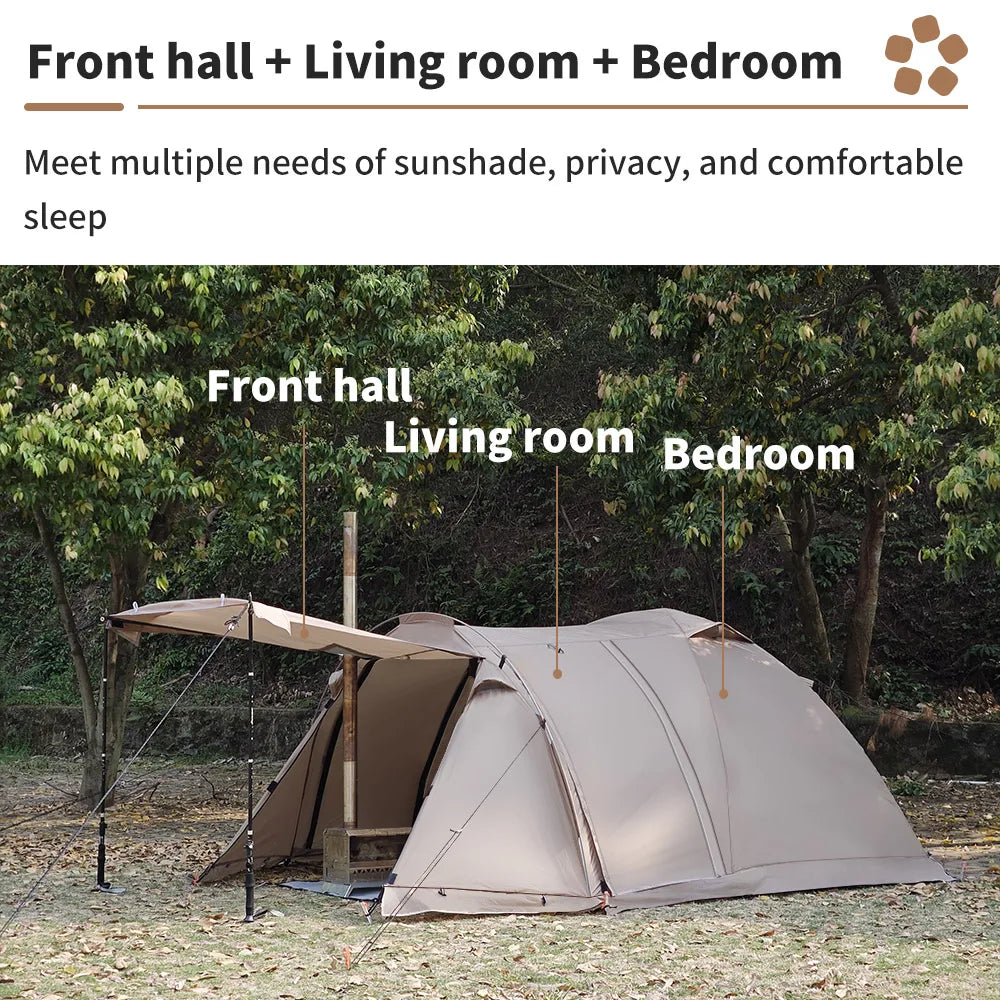 2 Person Hot Tent with Stove Jack – 4 Season Waterproof Camping Tent with Snow Skirt & Extended Vestibule Trekker Essentials