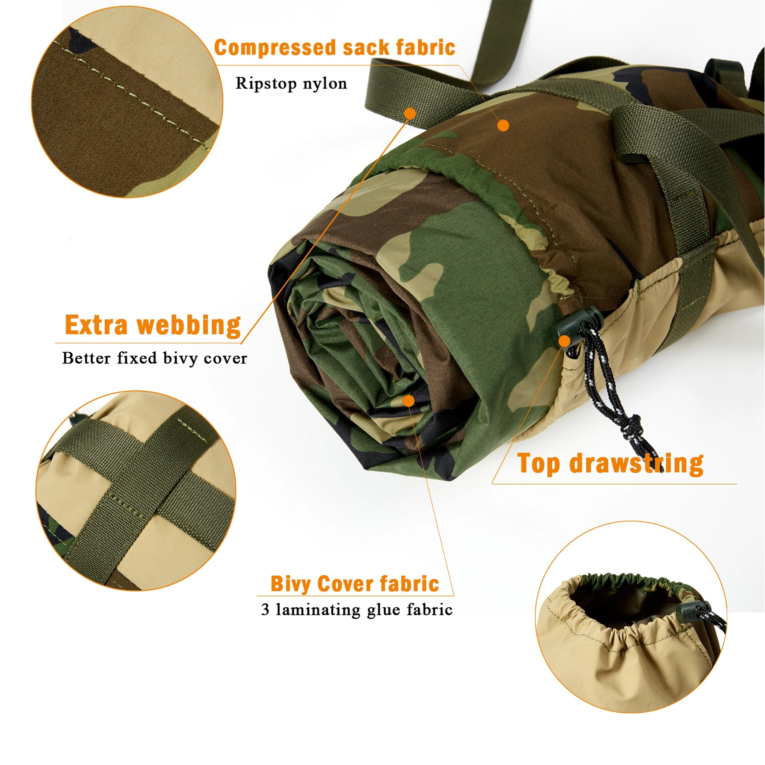 Bivy Cover Sack for Military Army Modular Sleeping System, Waterproof Outer Shell for Sleeping Bag, Minimalist Stealth Shelter Trekker Essentials